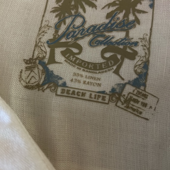 Paradise Collection Size XXL Linen Blend Short Sleeved Button Down Shirt - Picture 10 of 10
